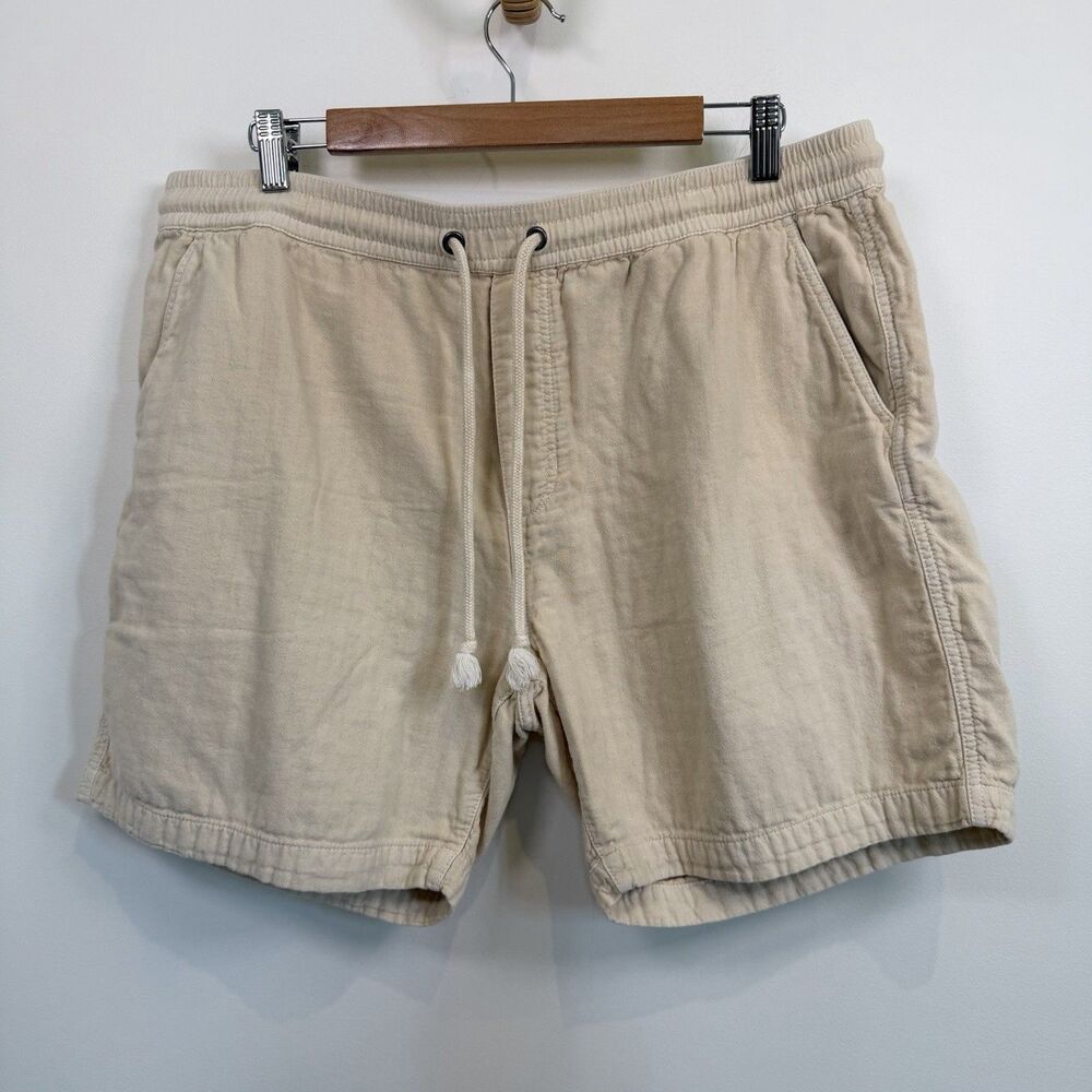 Marine Layer Saturday Beach Shorts Men XL Beige Cotton Drawstring Casual Coastal